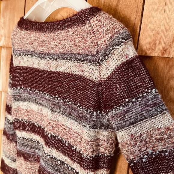Chico’s Cozy Striped 3/4 Sleeves Multicolor Soft Fall Brown  Sequins Sweater 0 - Picture 9 of 10